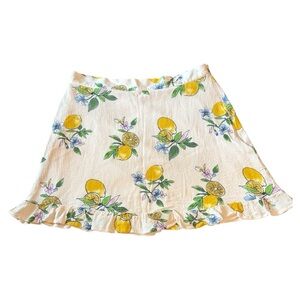 Sadie& Sage Floral/Lemon Print Skirt with Ruffle Hem